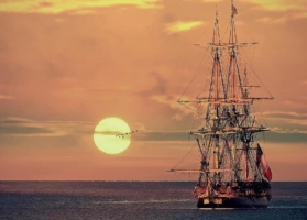 sailing-vessel-sunrise-sunset-ship-sea-sky-water-ocean-lighting